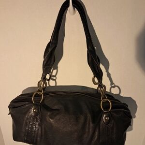 SIGRID OLSEN DARK BROWN Leather SHOULDER BAG HANDBAG PURSEPr